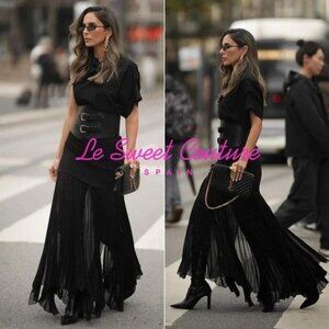Zara Limited Edition Ruched Pleated Black Dress